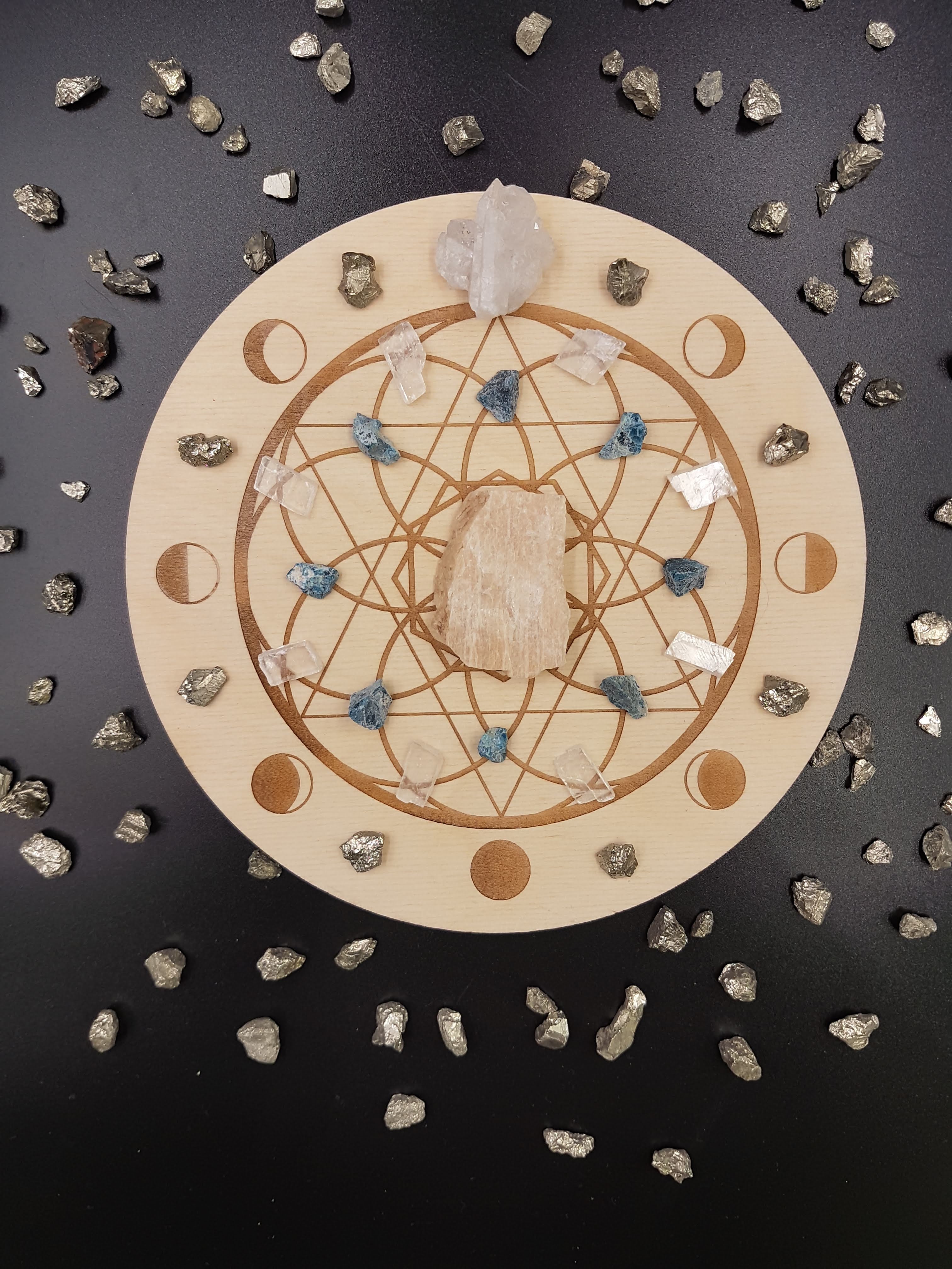 Moon Phases Crystal Grid Plate