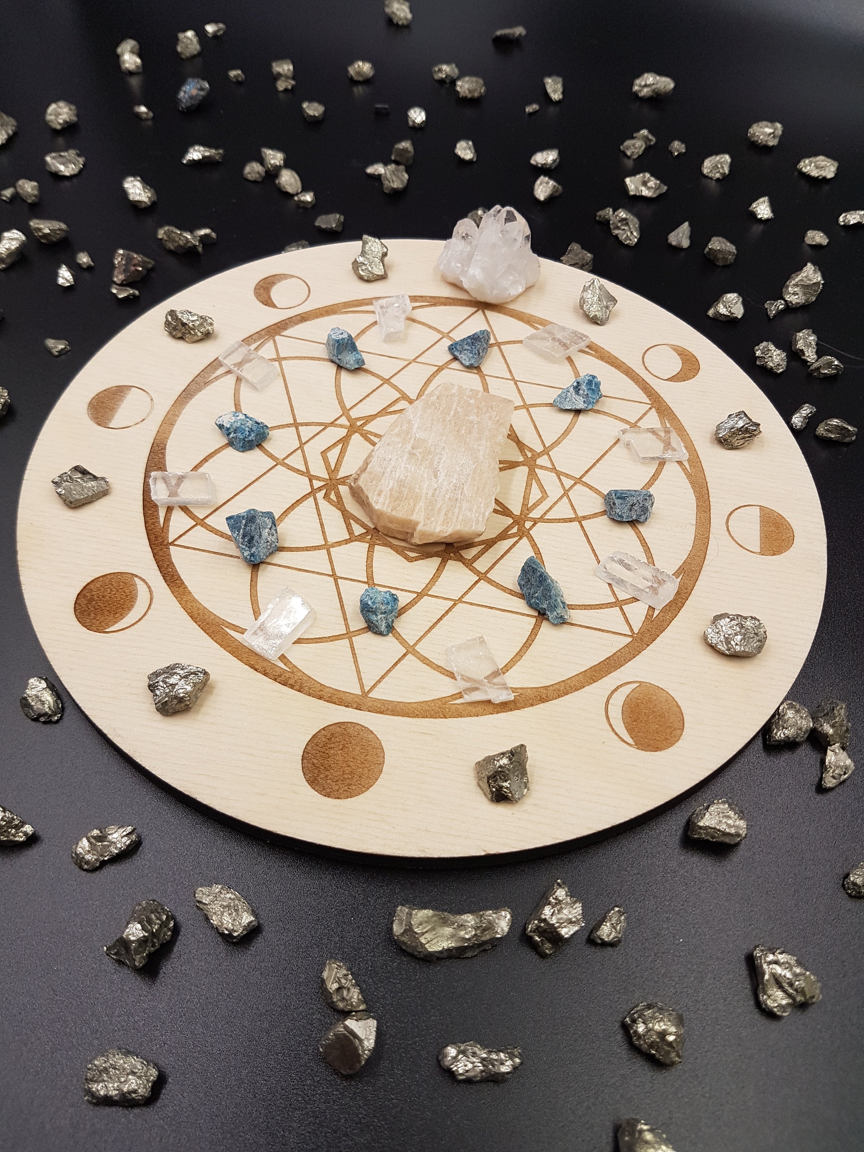 Moon Phases Crystal Grid Plate