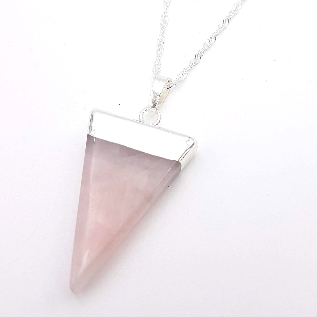 Rose Quartz Triangle Necklace